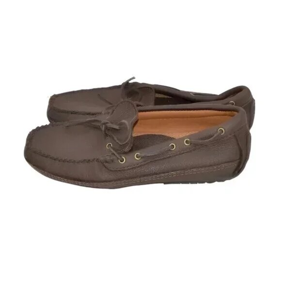 Minnetonka Brown Soft Pebbled Leather Loafers Moccasins Driving Deck Shoes 10 main image 5